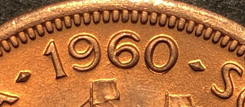Uncommon 1960/0 Overdate SA Union 1 penny coin - Fiery red UNC - Only 4 Graded at NGC in total!