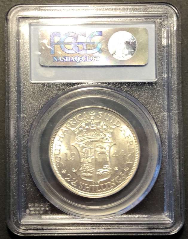 Beautiful 1944 Union silver 2 ½ shilling coin graded MS63 by PCGS - High catalogue value