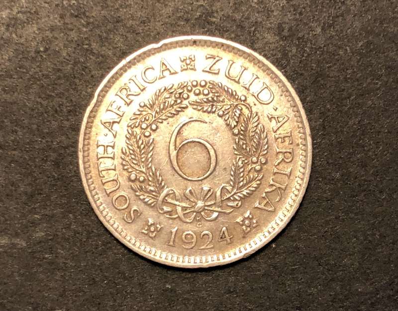 Scarce 1924 SA Union silver 6 pence coin - Nice condition