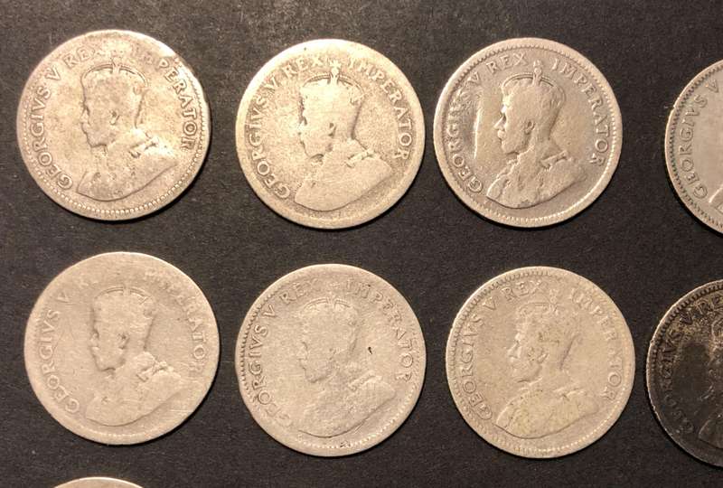 Almost complete lot George V Union silver 6 pence coins - Excluding only the 1924 & 1931