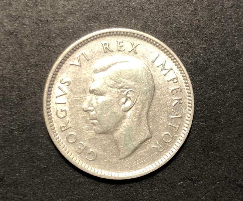 Very nice 1945 SA Union silver 6 pence coin  - Scarce date - 80% silver