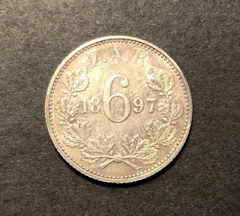 Nice 1897 ZAR silver 6 pence coin