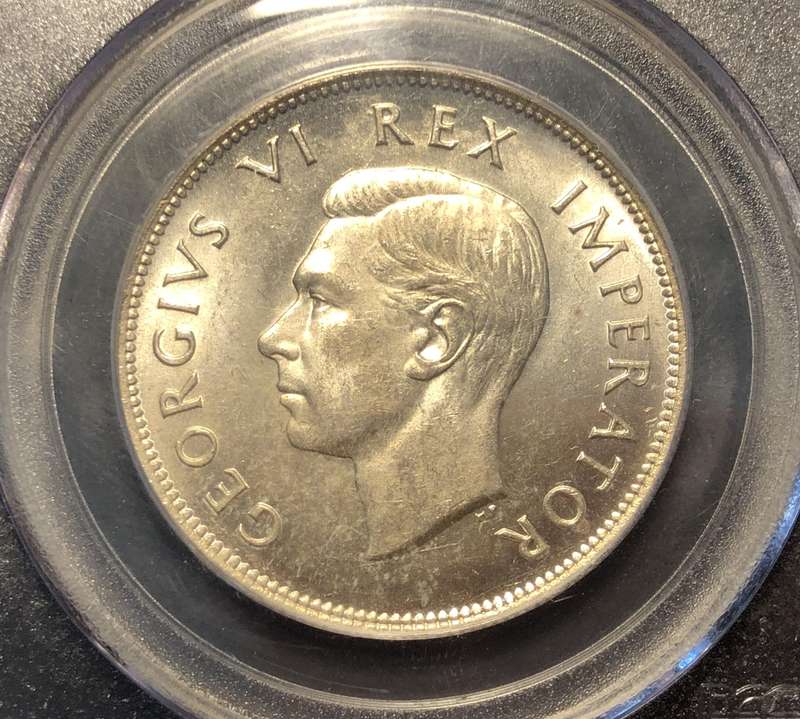 Beautiful 1944 Union silver 2 ½ shilling coin graded MS63 by PCGS - High catalogue value