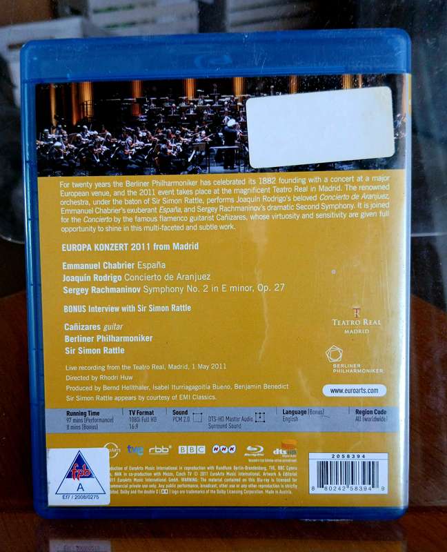 Blu-Ray disc - SIMON RATTLE BERLIN PHILHARMONIC - CONCERTO DE ARANJUEZ