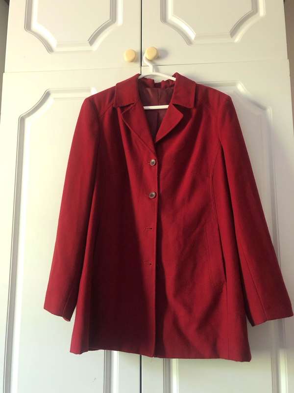 Womens winter coat in burgundy
