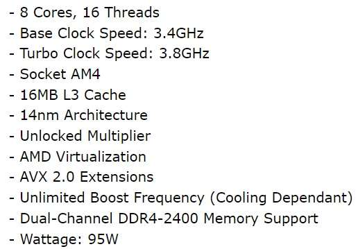 Amd Ryzen 7  1700X - Gaming Desktop Processor -  Good Condition - Warranty