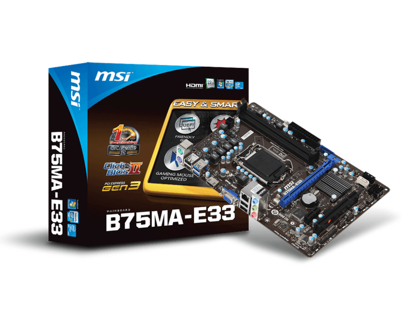 Msi B75ma-E33 - Gaming Motherboard - Good Condition - Warranty