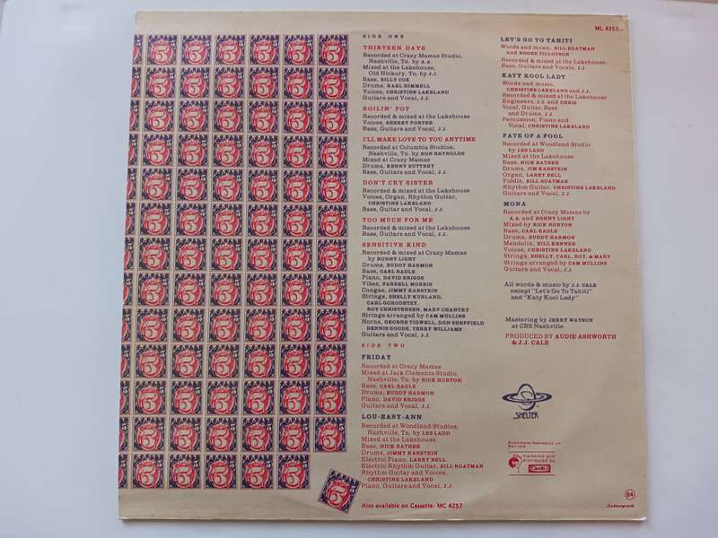 J.J. Cale - 5  ( 1979 SA released LP NM )
