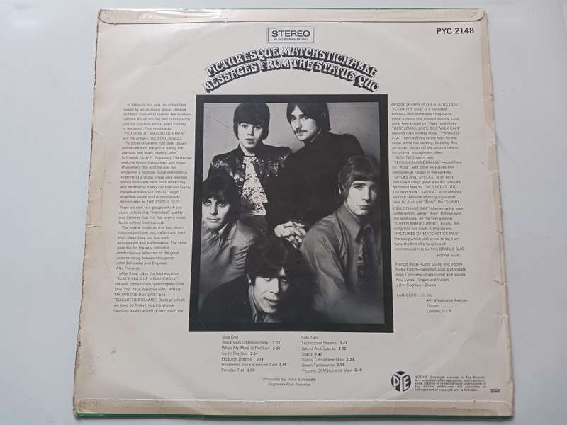 The Status Quo*-Picturesque Matchstickable Messages From The Status Quo (Rare 1968 SA LP )