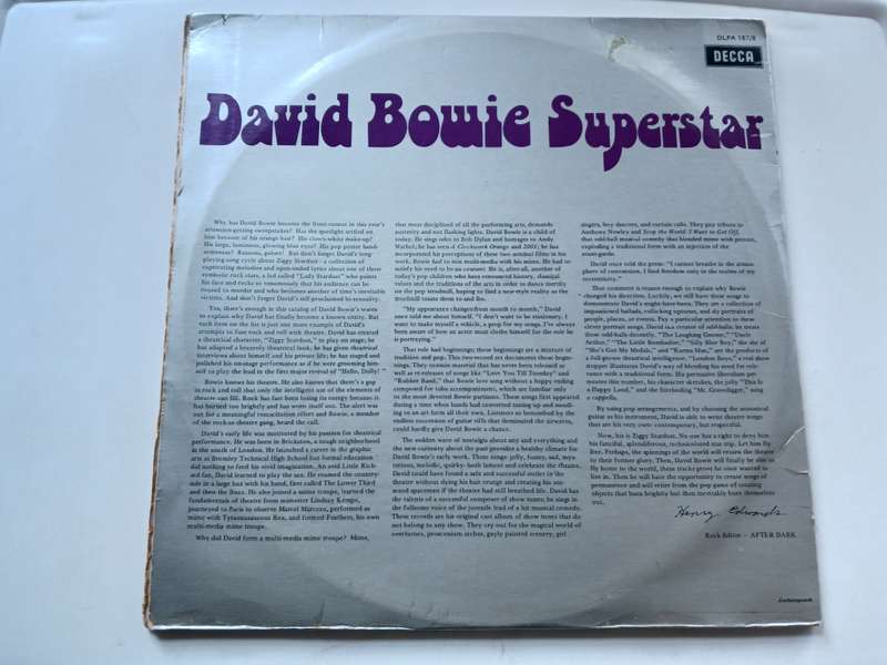 David Bowie -  Superstar  ( Scarce 1973 SA released 2 X vinyl LP )
