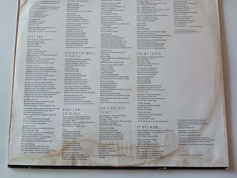 Tracy Chapman - Tracy Chapman  ( 1988 SA released LP.)