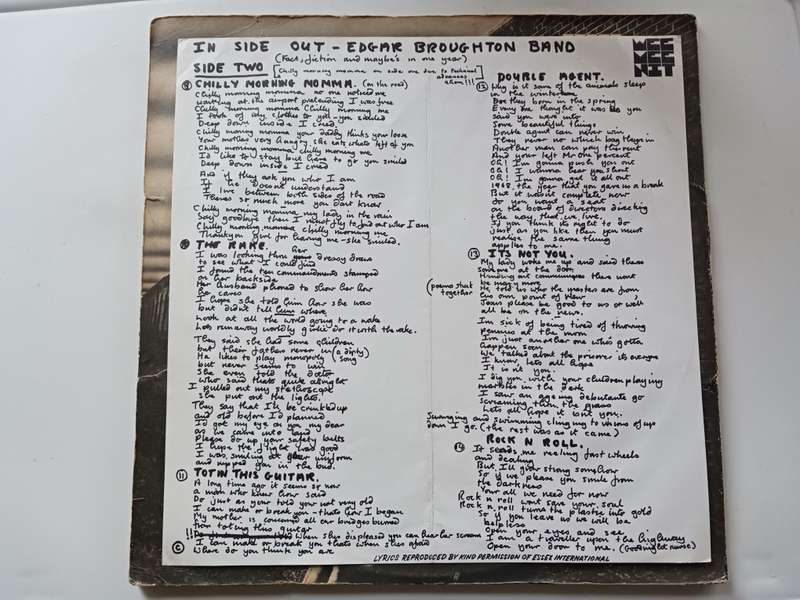 Edgar Broughton Band* - In Side Out ( scarce 1972 UK released Prog Rock LP.)