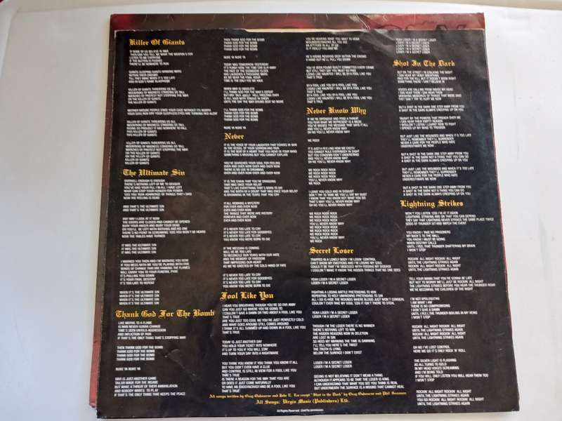 Ozzy Osbourne - The Ultimate Sin   ( 1986 UK released LP.)