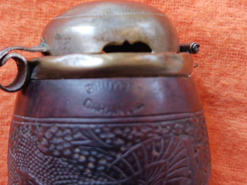 Vintage Bruyere Garantie Smoking Pipe with Peacock Design and original storage container