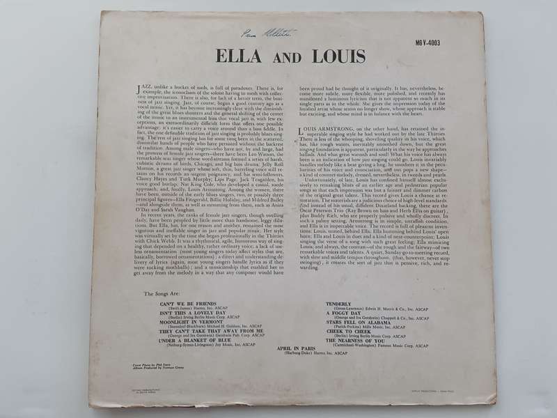 Ella Fitzgerald And Louis Armstrong - Ella And Louis  ( Rare 1956 SA released LP )