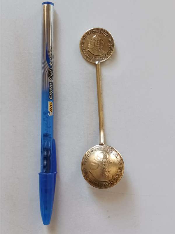 Vintage Spoon made from two  1963 SA coins  ( Hand made one of a kind )