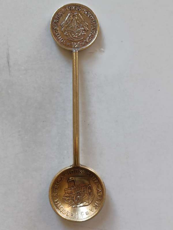 Vintage Spoon made from two  1963 SA coins  ( Hand made one of a kind )
