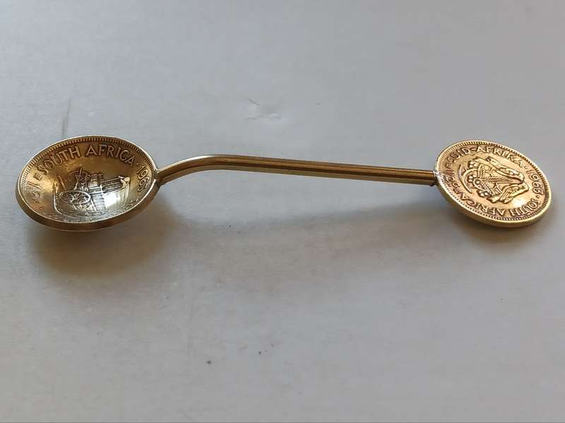 Vintage Spoon made from two  1963 SA coins  ( Hand made one of a kind )