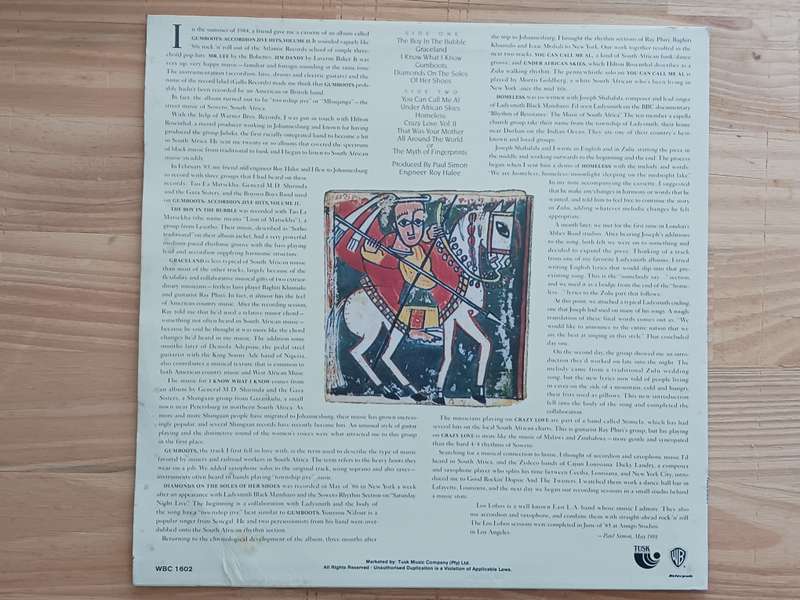 Paul Simon - Graceland  (  1986 SA released LP )