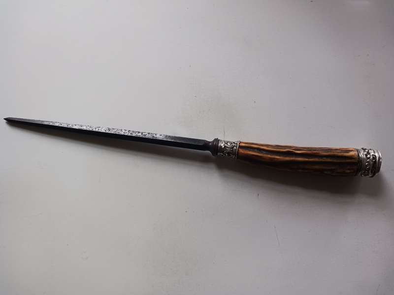 Vintage Cast-steel Bone Handel Knife Sharpener,352mm in length.  ( in good used condition.)
