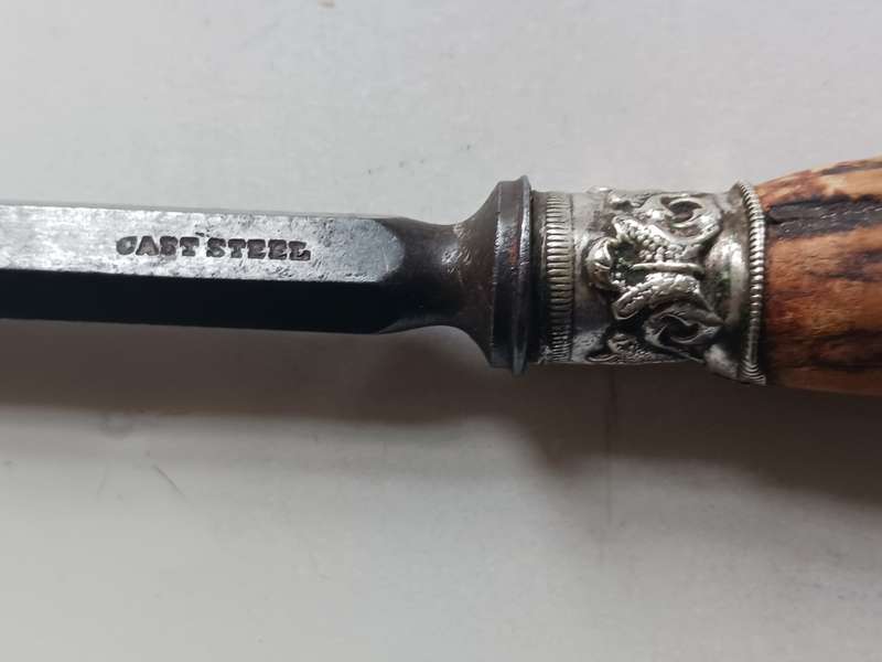 Vintage Cast-steel Bone Handel Knife Sharpener,352mm in length.  ( in good used condition.)