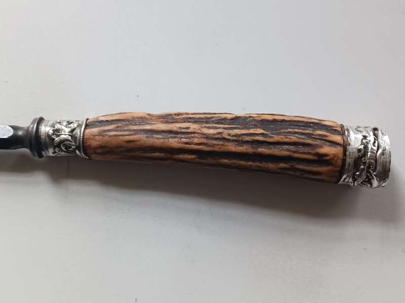Vintage Cast-steel Bone Handel Knife Sharpener,352mm in length.  ( in good used condition.)