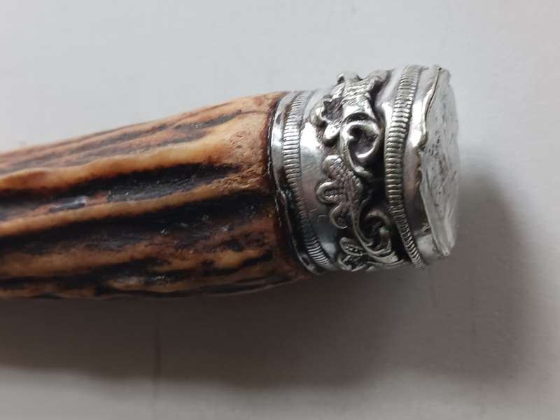 Vintage Cast-steel Bone Handel Knife Sharpener,352mm in length.  ( in good used condition.)