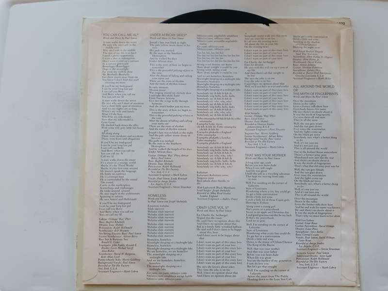 Paul Simon - Graceland  (  1986 SA released LP )