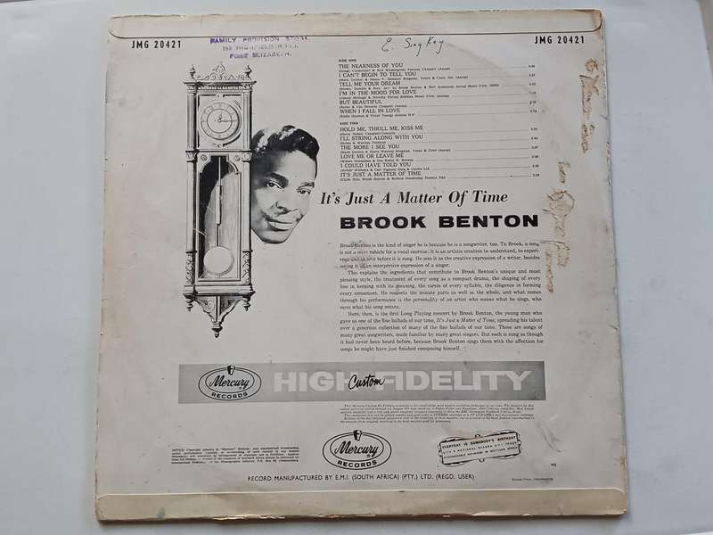 Brook Benton - It's Just A Matter Of Time  ( Rare  1969 SA  released LP )