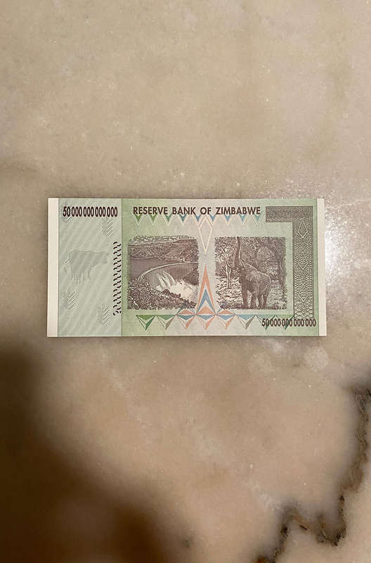 Zimbabwe Banknote, $50 Trillion Dollars, AA Series, 2008