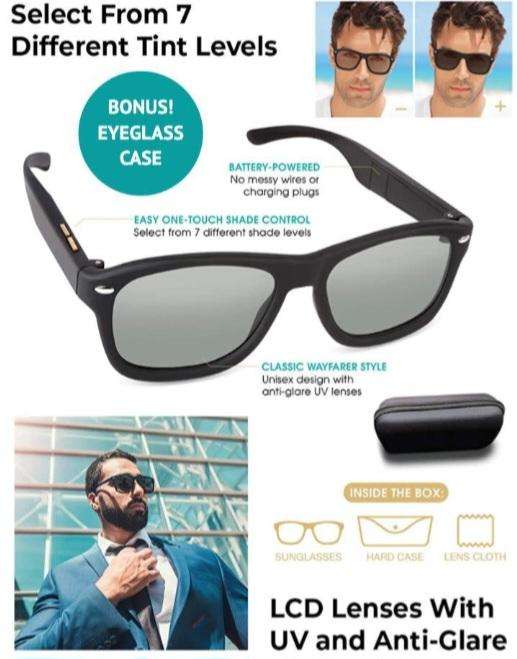 ELECTROCHROMIC  TINT CONTROL LCD SMART SUNGLASSES