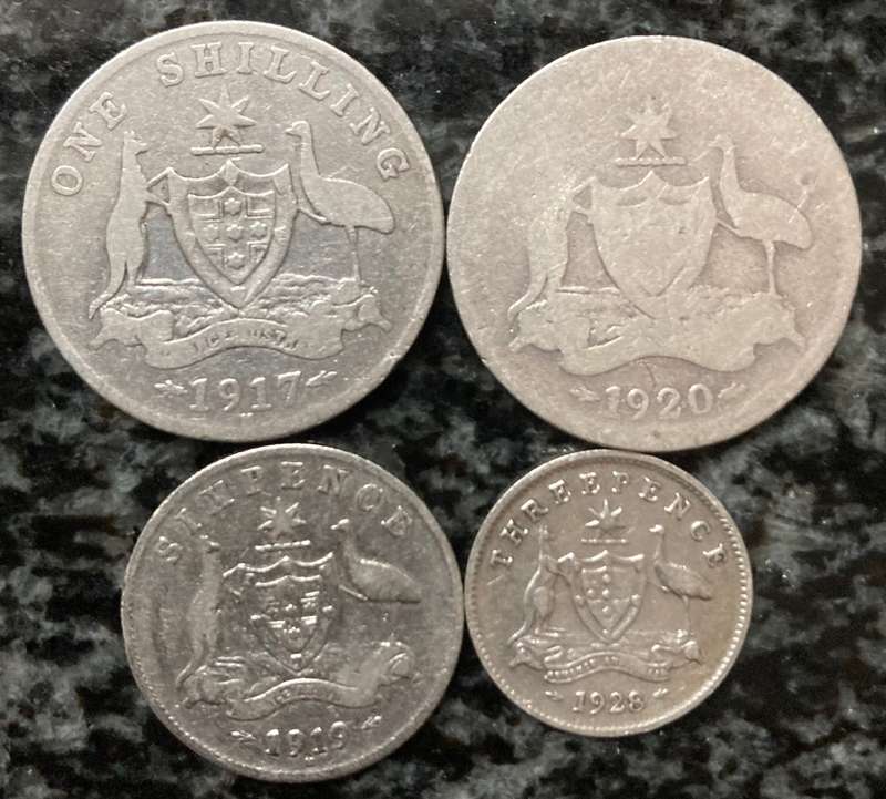 Australia 3d, 6d & 1 shillings 0.925 silver