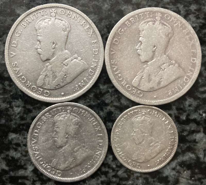 Australia 3d, 6d & 1 shillings 0.925 silver