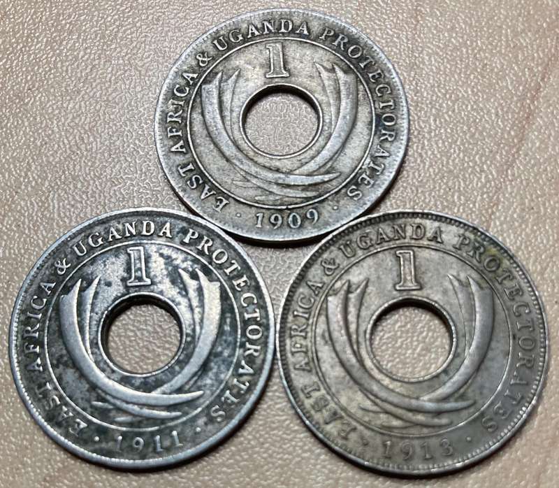East Africa 1909, 1911 & 1913 One Cents