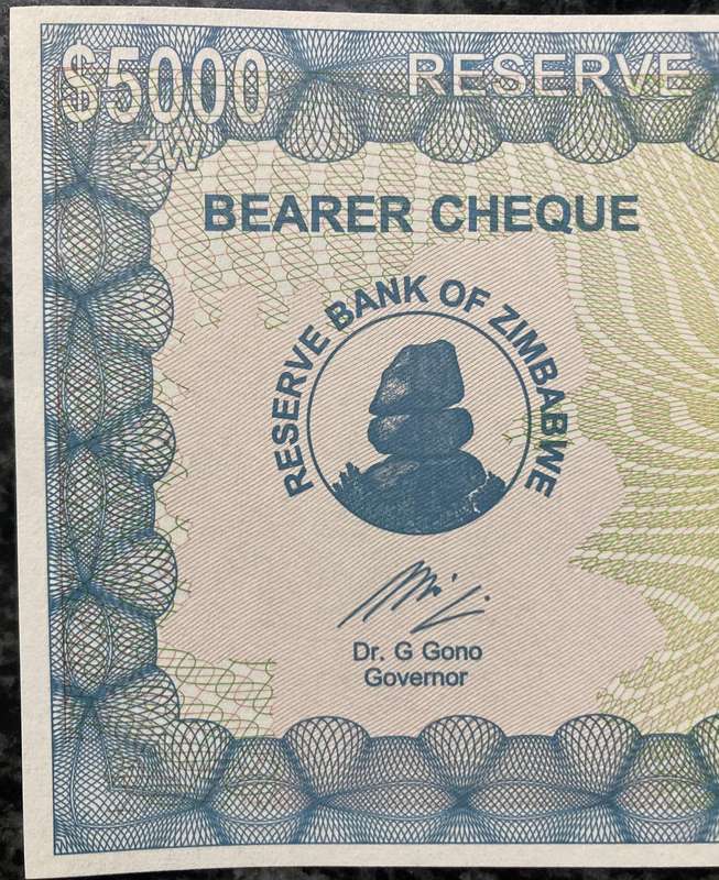Zimbabwe 15/09/2003 $5,000, $10,000 & $20,000 (Scarce)