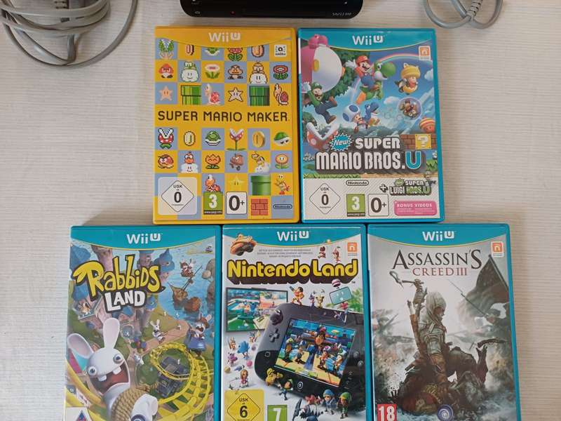 Nintendo Wii U console with games