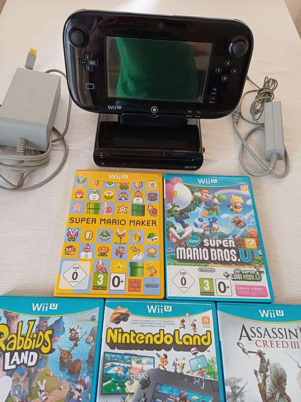 Nintendo Wii U console with games