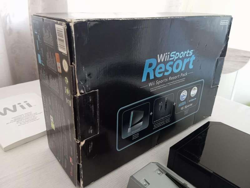 boxed wii console with wii sports and sports resort bundle