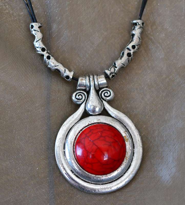 Red Howlite Stone authentic necklace