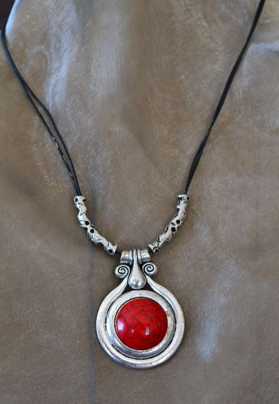 Red Howlite Stone authentic necklace