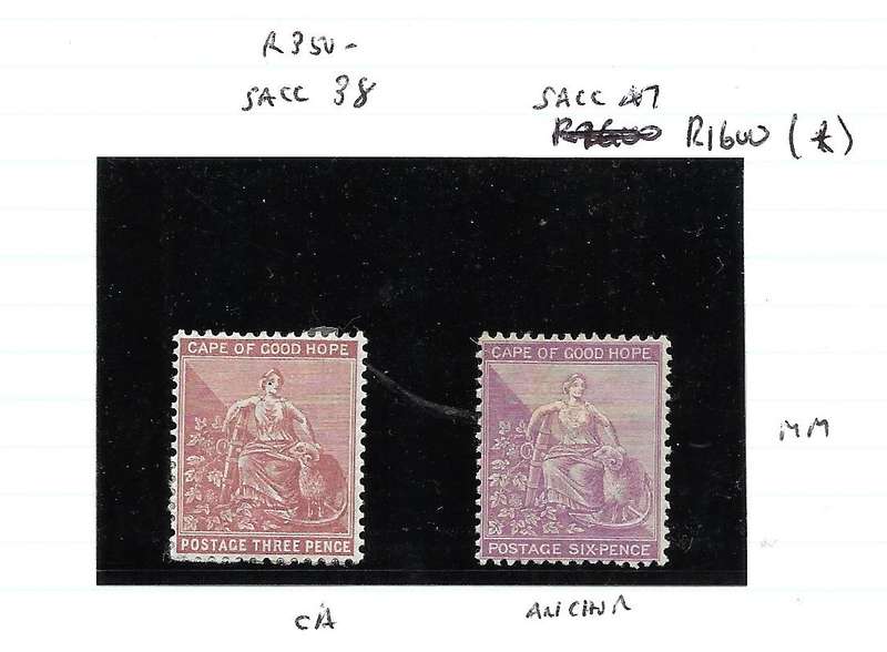 CAPE GOOD HOPE  TWO MM STAMPS C/V R2000-00