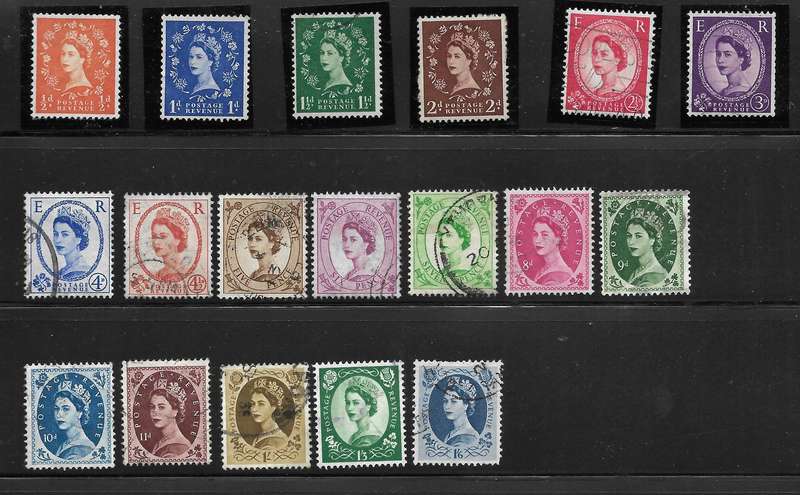 GREAT BRITAIN QE II    1954 Full set including SG 528 (11d)