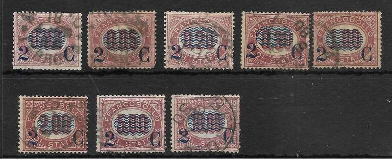 ITALY 1878  SG 23-30 Fine Used  OFFICIAL STAMPS OVERPRINTED C/V £200