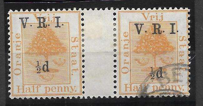 ORANGE FREE STATE  British Occupation Gutter Pair-Scarce