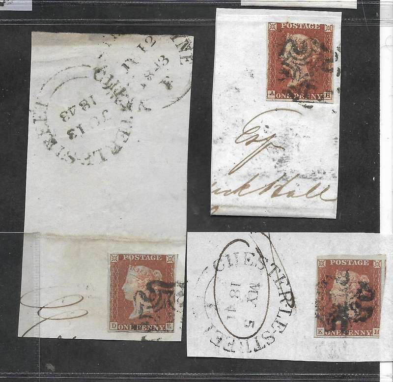 GREAT BRITAIN IMPERF PENNY REDS ON PART COVER/PIECE (NO 2)