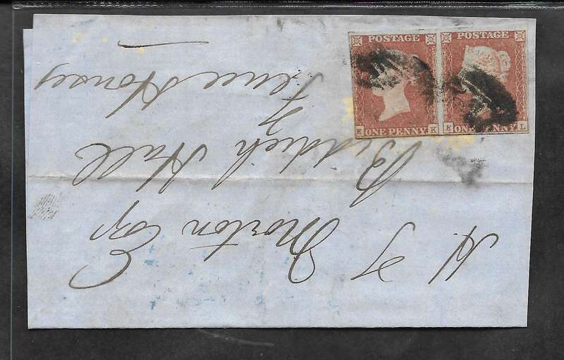 GREAT BRITAIN IMPERF PENNY RED PAIR  ON PART COVER/PIECE (NO 4)