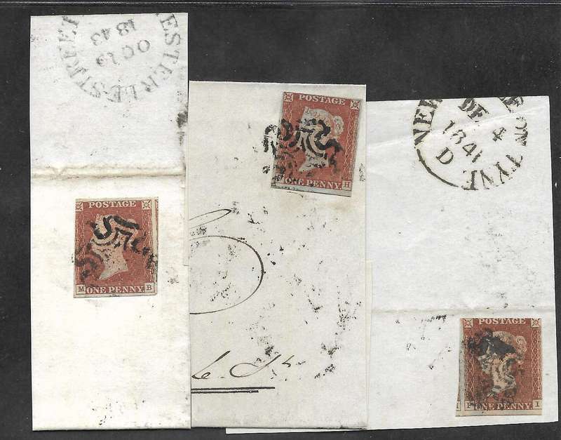 GREAT BRITAIN IMPERF PENNY REDS  ON PART COVER/PIECE (NO 5)