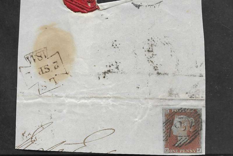 GREAT BRITAIN IMPERF PENNY REDS  ON PART COVER/PIECE (NO 6)