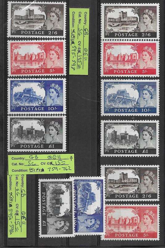 QUEEN ELIZABETH II CASTLES Three Different Issues
