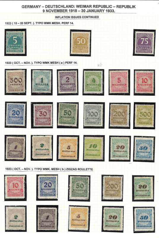 GERMAN REICH : 1923 - Complete Sets MH
